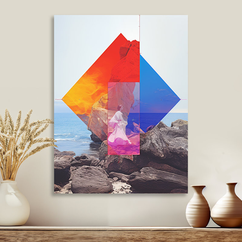 «Oceanic Reflections Tears By The Shore», art abstrait paysage mural, Métal métal, H 20 po x l 12 po x P 1 po