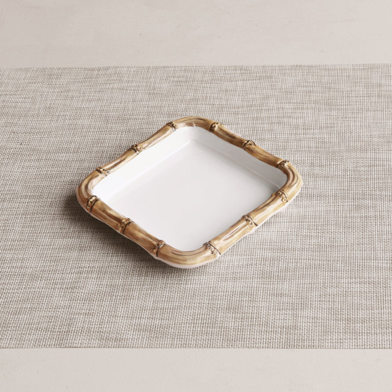 VIDA Bamboo Guest Towel Holder (White And Natural), 1.25" H x 7" W x 7" D