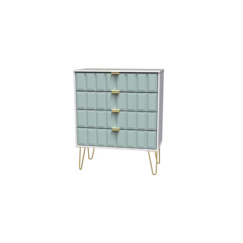 Fully Assembled Alaynia 4 - Drawer Chest of Drawers, Duck Matt/White