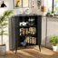Armoire de rangement moderne à 3 niveaux avec portes en verre trempé, tablettes amovibles et structure en métal