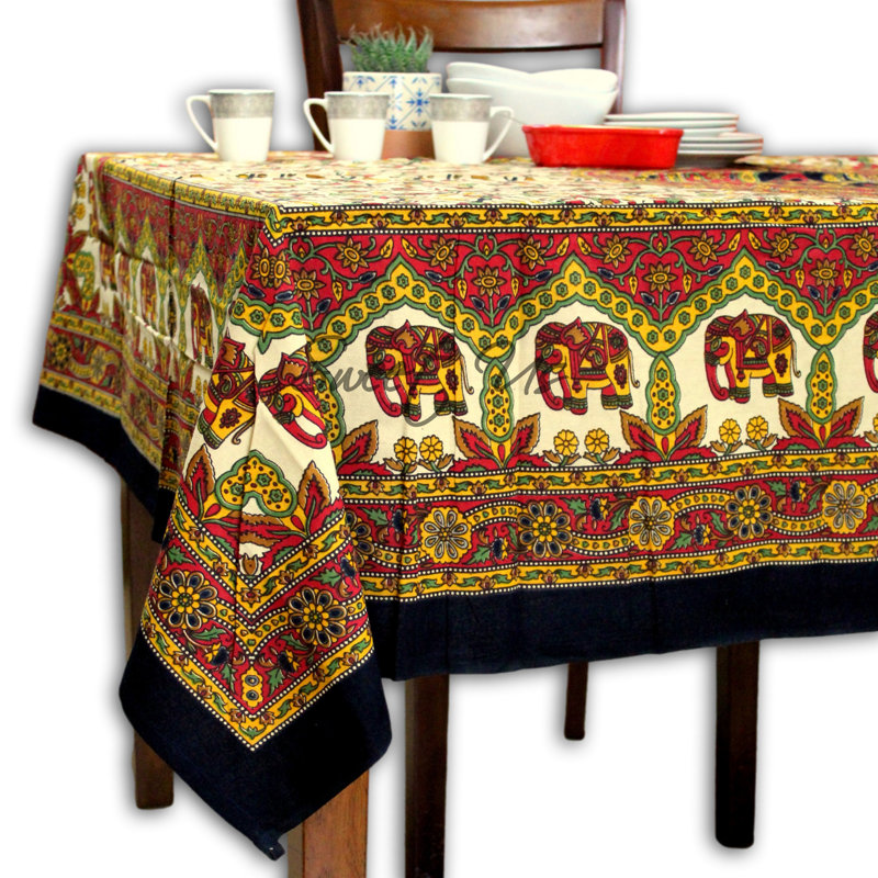 Nappe en coton rectangulaire, Rouge/noir
