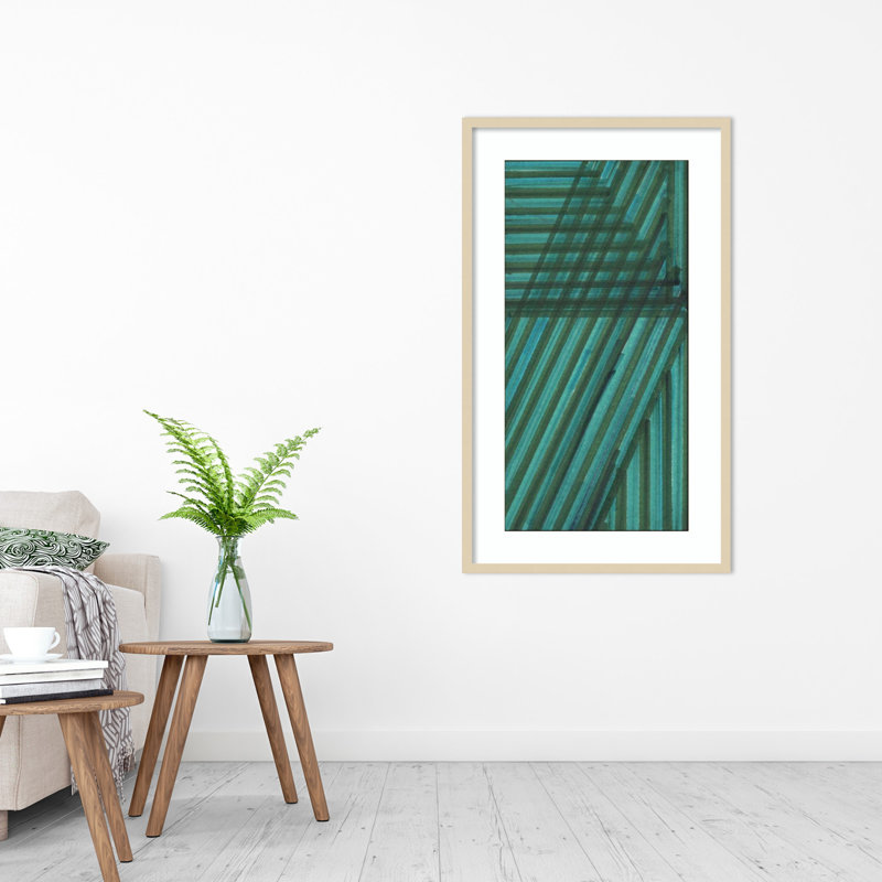Verona Line Study Blue par Charles Mcmullen - Reproduction d'art graphique sur papier encadré, H 19 po x l 12 po