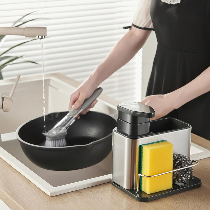 Évier de cuisine en acier inoxydable 3 en 1 de qualité supérieure avec distributeur de savon, support à éponge et support de séchage