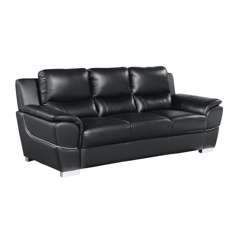 Modern Sofa Genuine Leather Sofa, Black