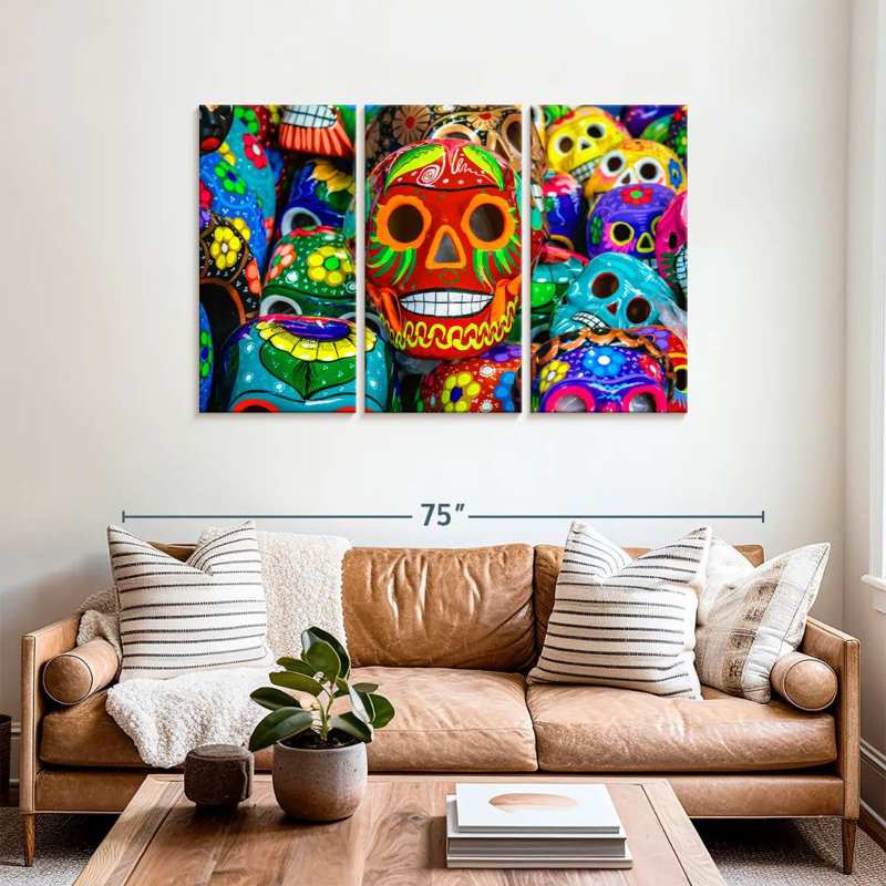 Calavera peint Lelend, H 36 po x l 57 po