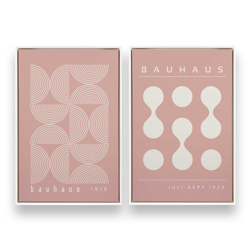 Ensemble de 2 roses Bauhaus Flow, Cadre flottant blanc opaque, H 19 po x l 26 po
