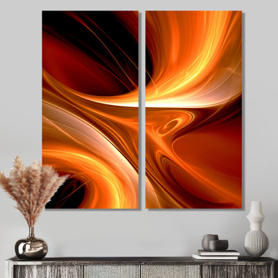 Conception abstraite orange chaleureuse fractale II - art mural moderne