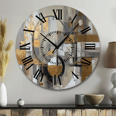 Horloge murale moderne or et grise Simplicity I - Modern Mid-Century