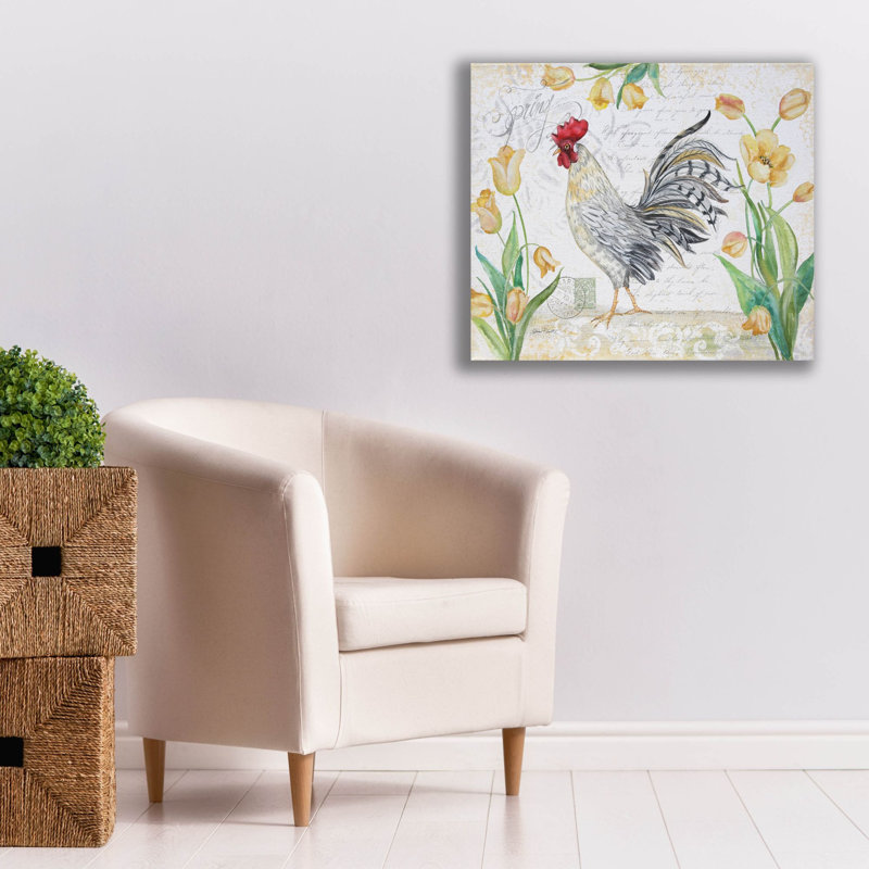  «Seasonal Rooster 4» par Jean Plout, art mural sur toile, H 26 po x l 30 po x P 1,5 po