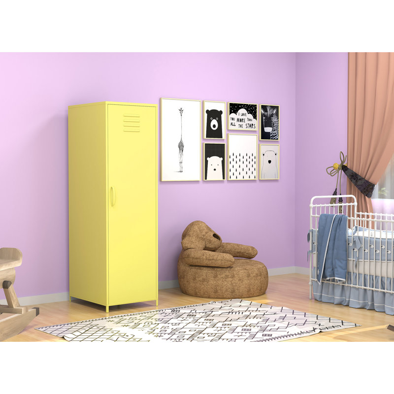 Armoire de rangement à une porte en acier jaune