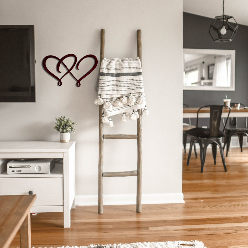 Double Heart Wall Décor, Hammered Copper, 15" H x 25" W x 0.06" D
