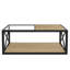Table basse moderne pour chambre à coucher et salon, plateau en verre trempé et panneau de fibres à densité moyenne, table basse de style industriel-129682129-129682128