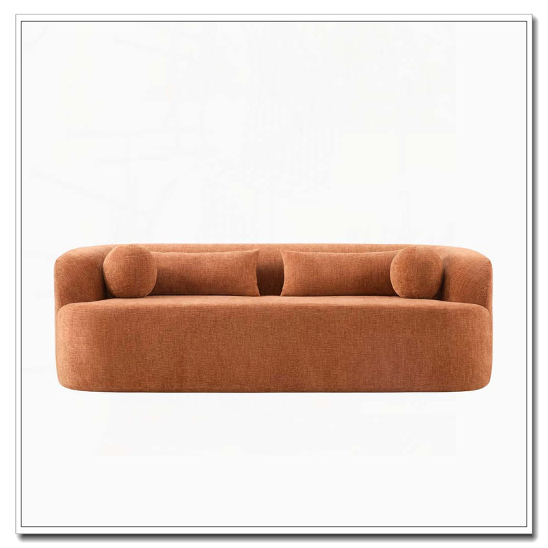 Canapé rembourré avec coussins 86 po Chenille, Orange