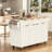 Fluted Kitchen Island With Storage, 55.5" Kitchen Island With Drop Leaf, Power Outlet, 4 Doors And 3 Drawers, Rolling Island Table With Wood-Grain Top, Curved Edge For Kitchen,Dining Room