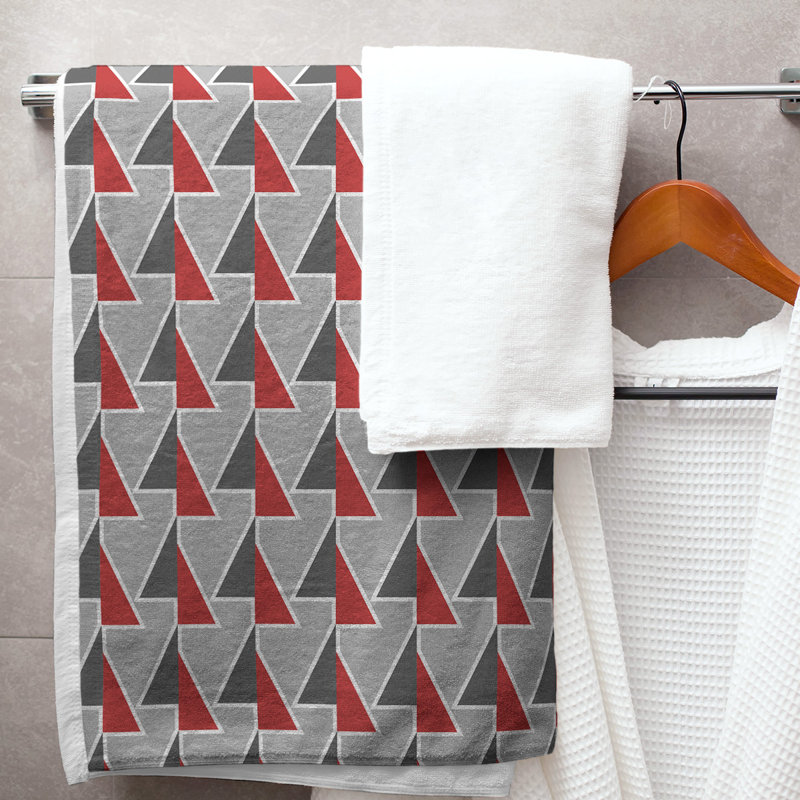 Serviette de bain Jordao, Rouge / Gris / Noir