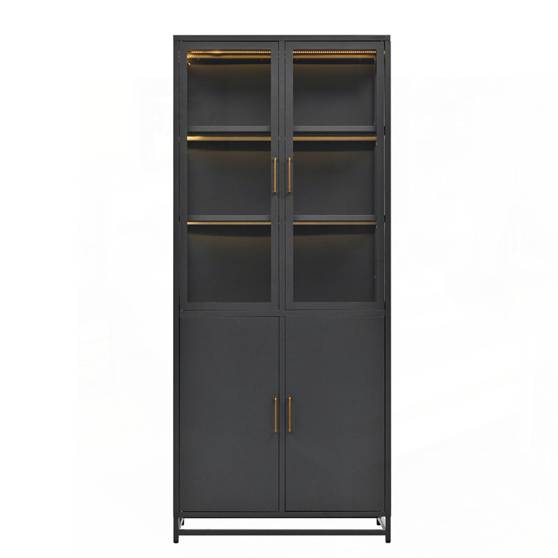 Vitrine sophistiquée avec des fonctionnalités avancées pour la maison et le bureau, Noir