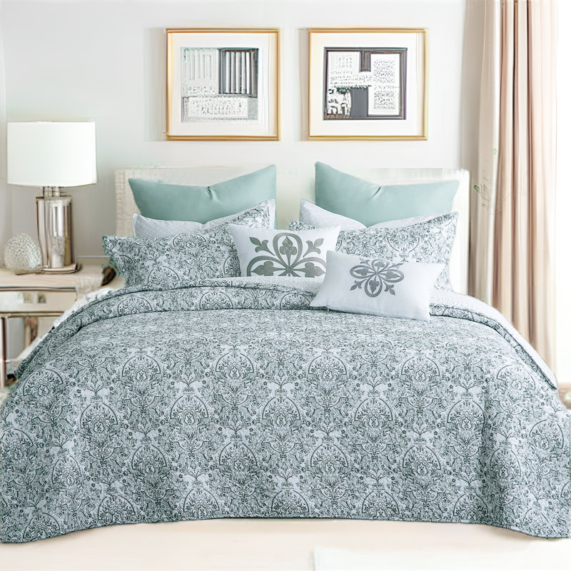 Toile Coverlet, King Bedspread + 2 King Shams