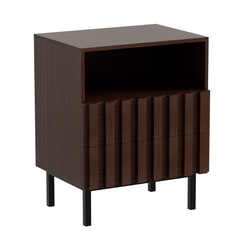 Sevyn Wooden Stripe Drawer Nightstand, Coffee
