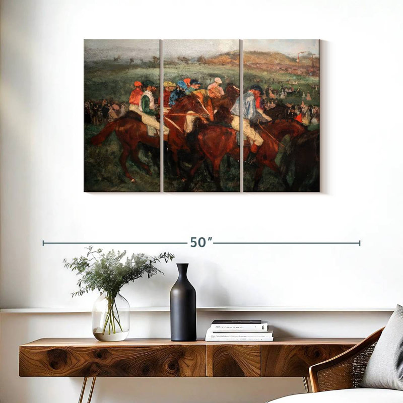 Sirci Gentlemen Jockeys avant le départ, H 24 po x l 38 po