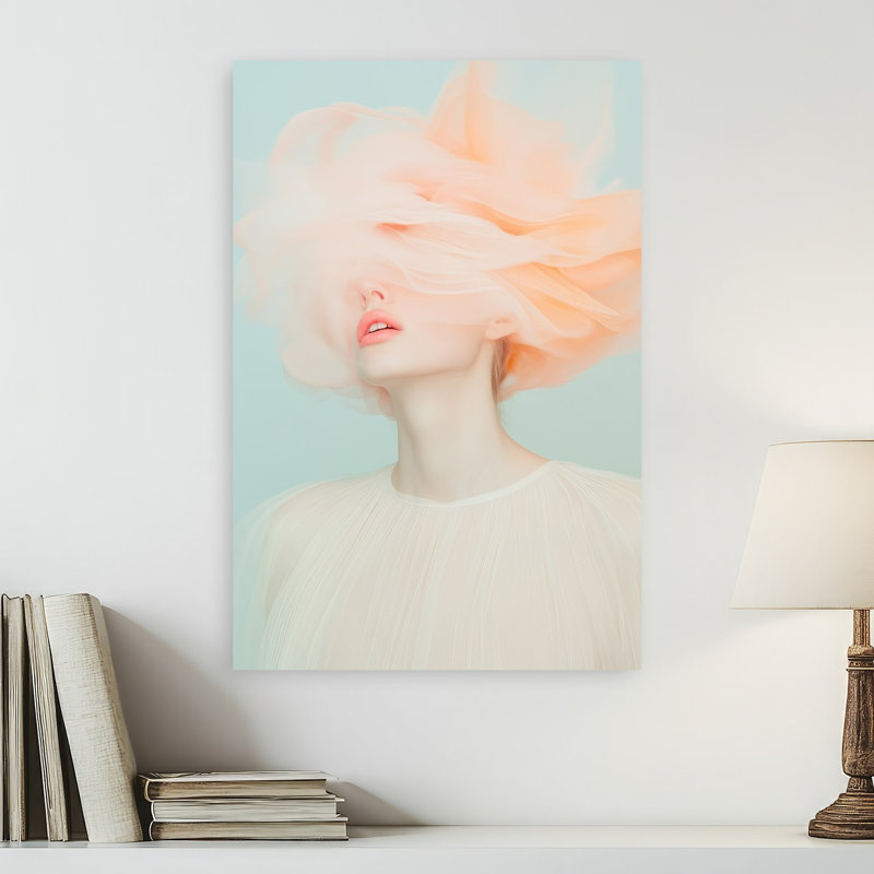 Peach Dream Delicate Dreamy Elegant Portrait Wall Art Print 1 Piece Wrapped Canvas Wall Art, 60.96cm H x 40.64cm W