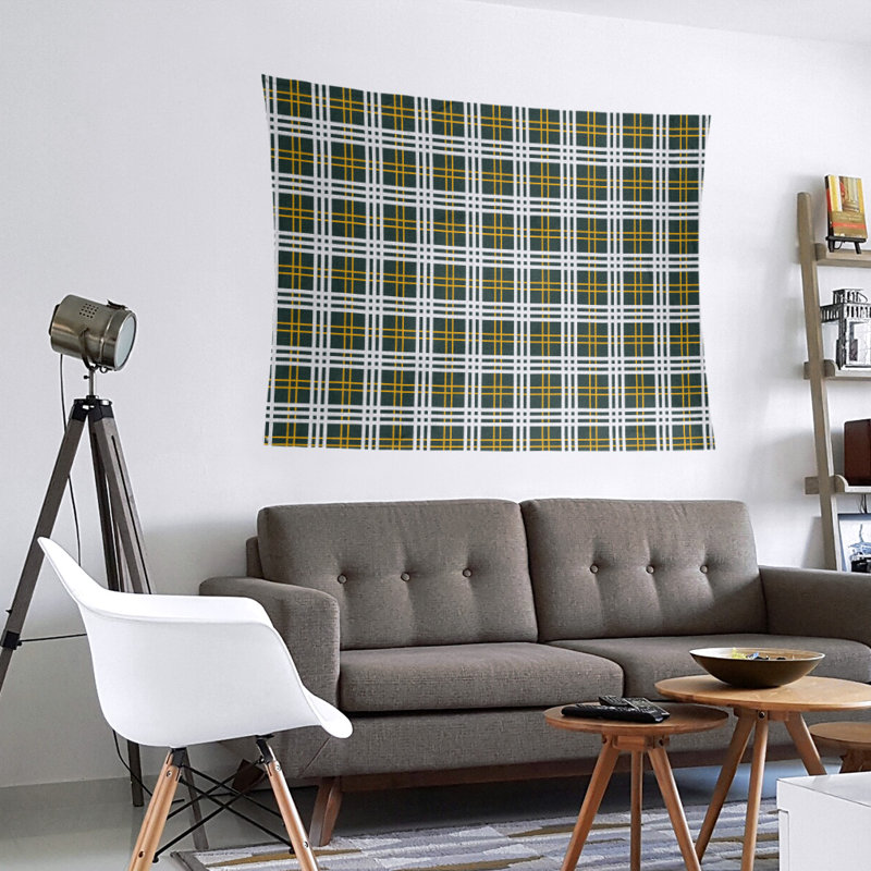 Tapisserie en microfibre de luxe Tampa Bay, H 88 po x l 104 po, Vert foncé / or / blanc