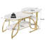 Oval & Round Nesting Coffee Tables (80+52Cm), High-Low Marble Effect Duo With 4-Tier Storage-1166876304