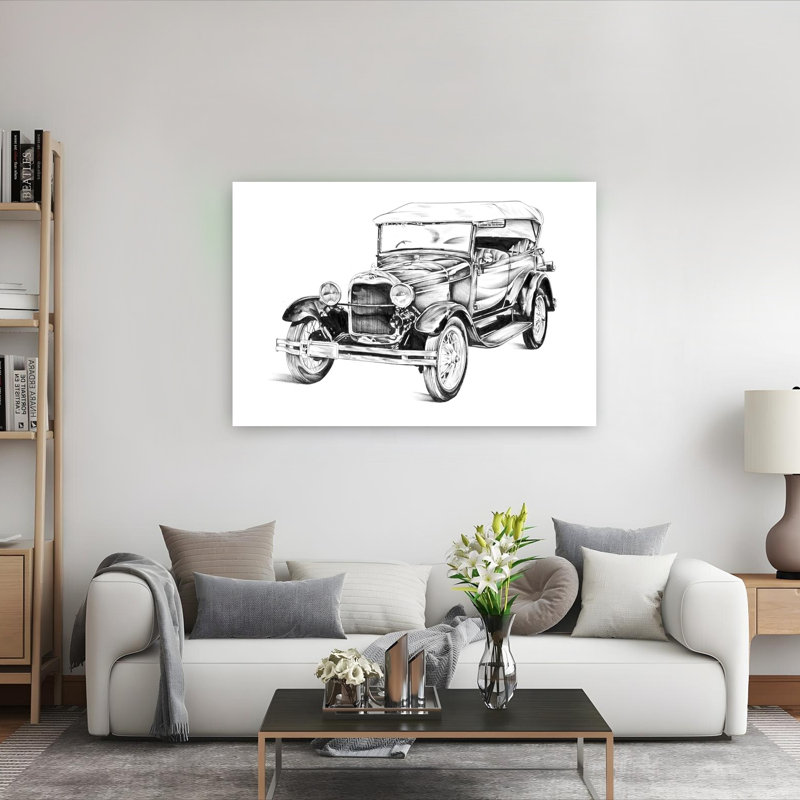 «Elegant Classic Car Dessin», impression murale rétro classique élégante, H 40 po x l 60 po