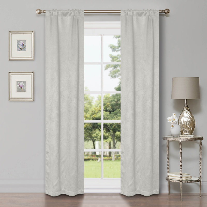 Vedder Geometric Room Darkening Thermal Curtain Panels, Ivory, 52" W x 120" L