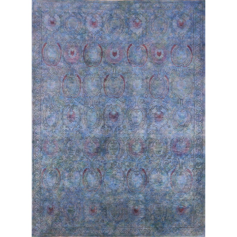 Tapis oriental bleu / gris Guinda, Rectangle 7 pi x 9 pi