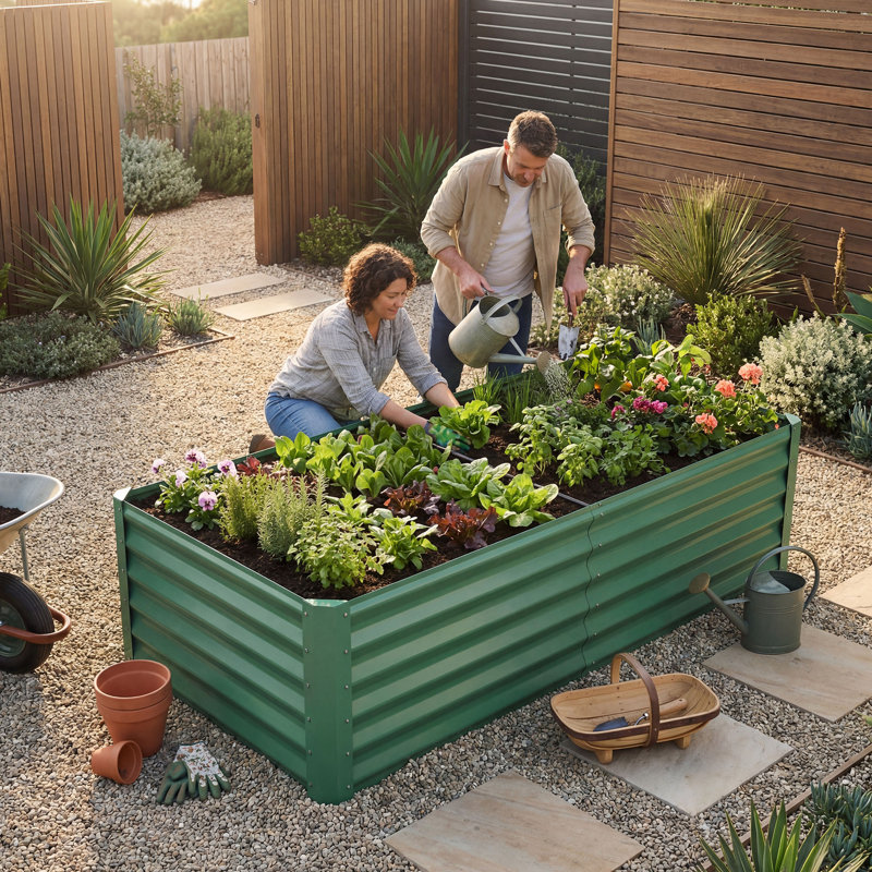 Lit de jardin surélevé en métal vert, H 36 po x l 72 po x P 36 po