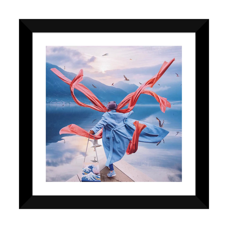 « Hokusai » par Hobopeeba-reproduction de photo, Blanc, H 16 po x l 16 po x p 1 po, Papier encadré noir