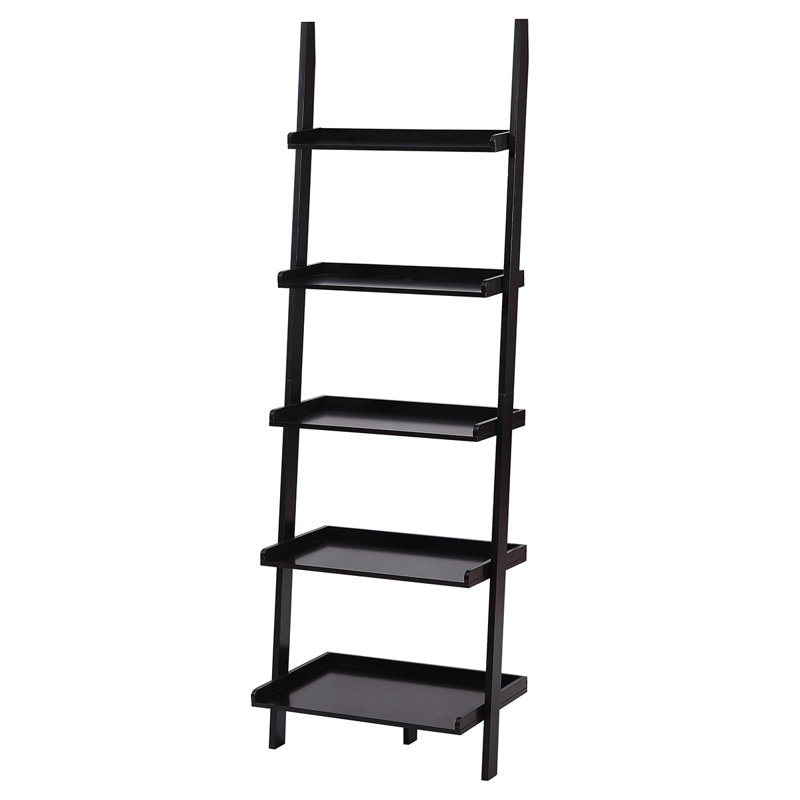 Charles 180cm H x 60cm W Ladder Bookcase, Black