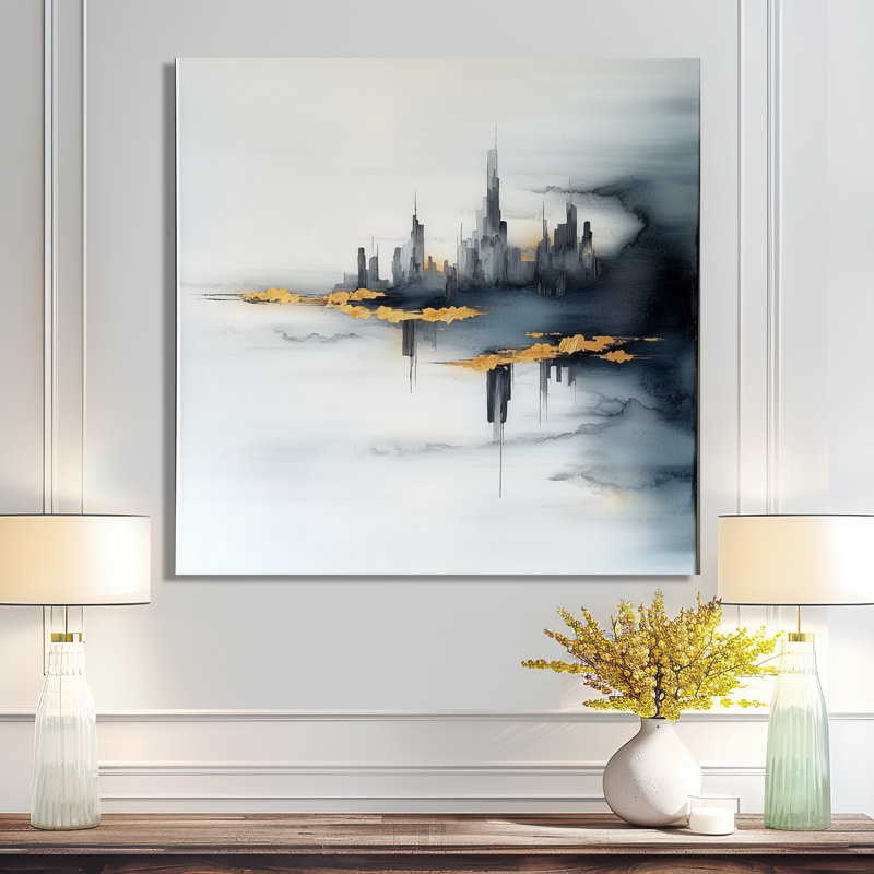 Abstrait à l'encre liquide New York City IV - art urbain, impression sur métal, H 16 po x l 16 po x P 0,84 po
