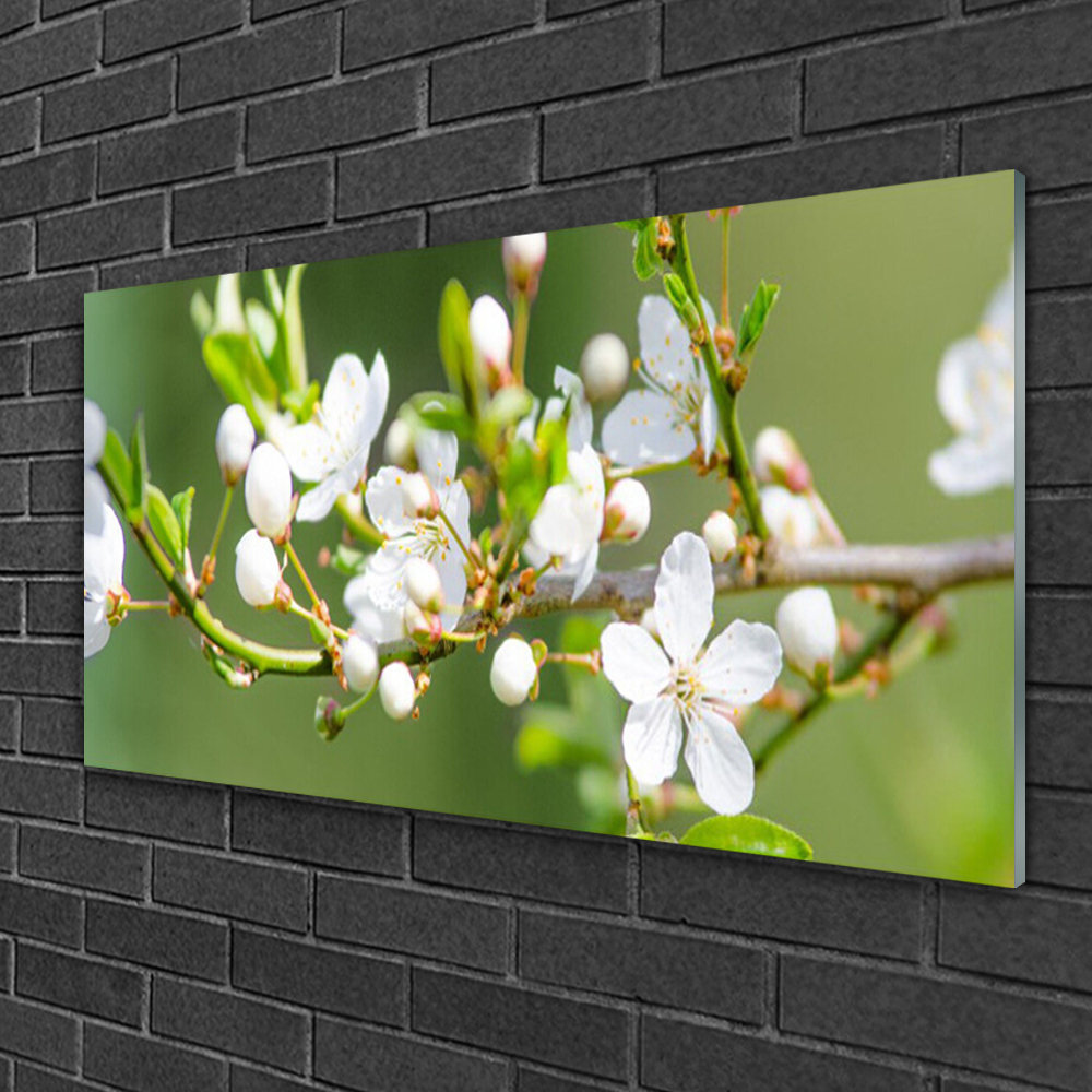 Glasbild Floral Zweige Blumen