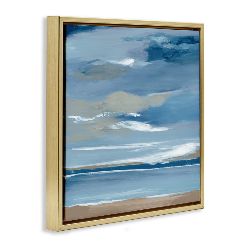 Cadre flottant Ocean's Embrace Stormy Sky, design par Lera, H 25 po x l 25 po, Cadre flottant métallique doré