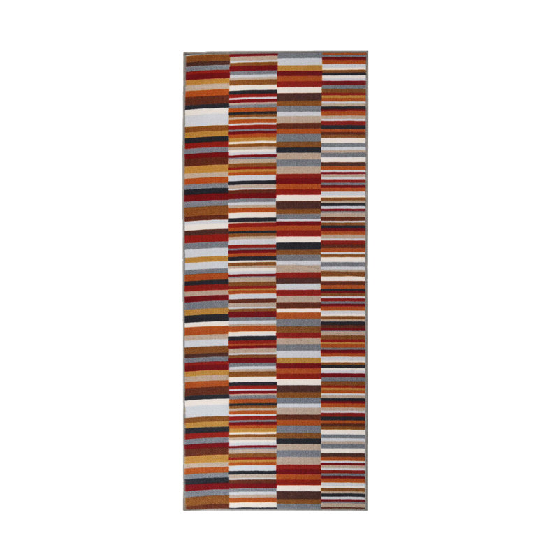 Marcano Modern Striped Block Non-Slip Washable Indoor/ Outdoor Area Rug, Runner 2'7" x 6'