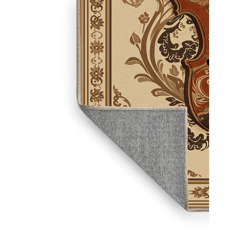Tapis oriental brun et beige lavable à la machine Osnat, 6 X 9