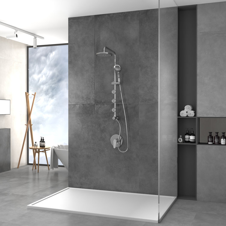Lanikai 8-in Rain Showerhead Shower System with 3-Body Jets Multi-function Handshower and Pivoting Shower Arm