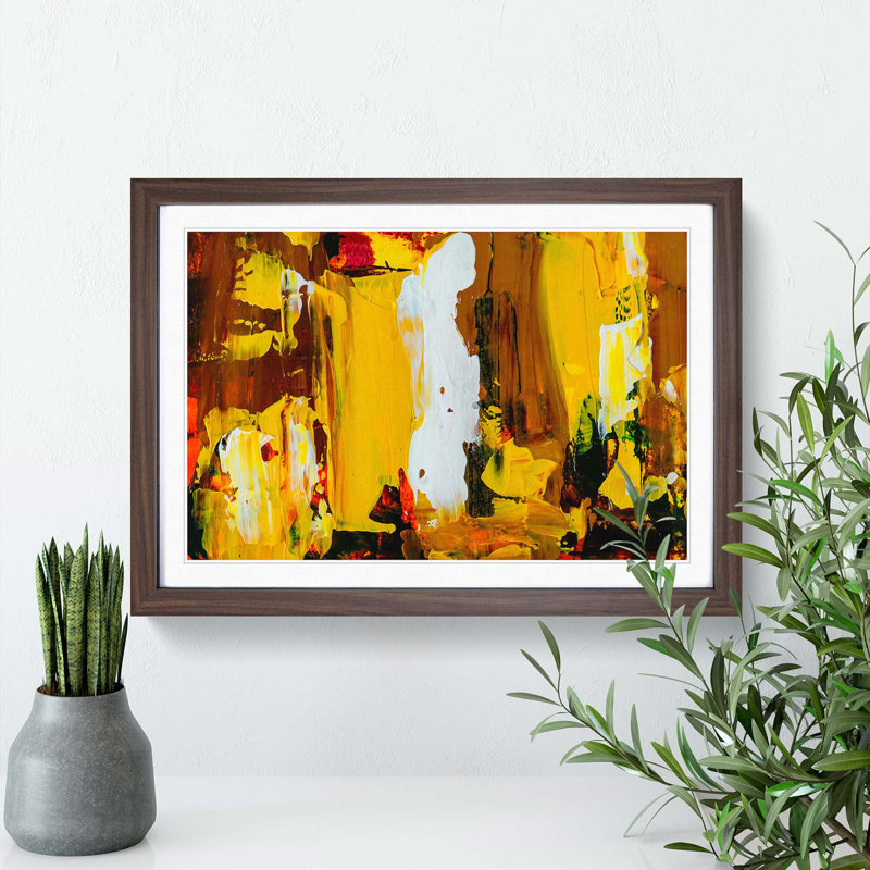 Abstract Art Painting Vol.245 by S.Johnson - Picture Frame Painting Print, 36cm H x 48cm W x 2cm D, Walnut Framed