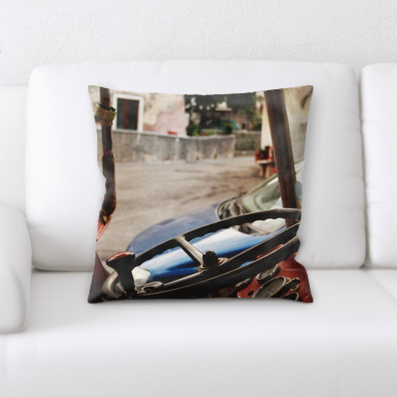 Steering Wheel Microsuede Reversible Throw Pillow
