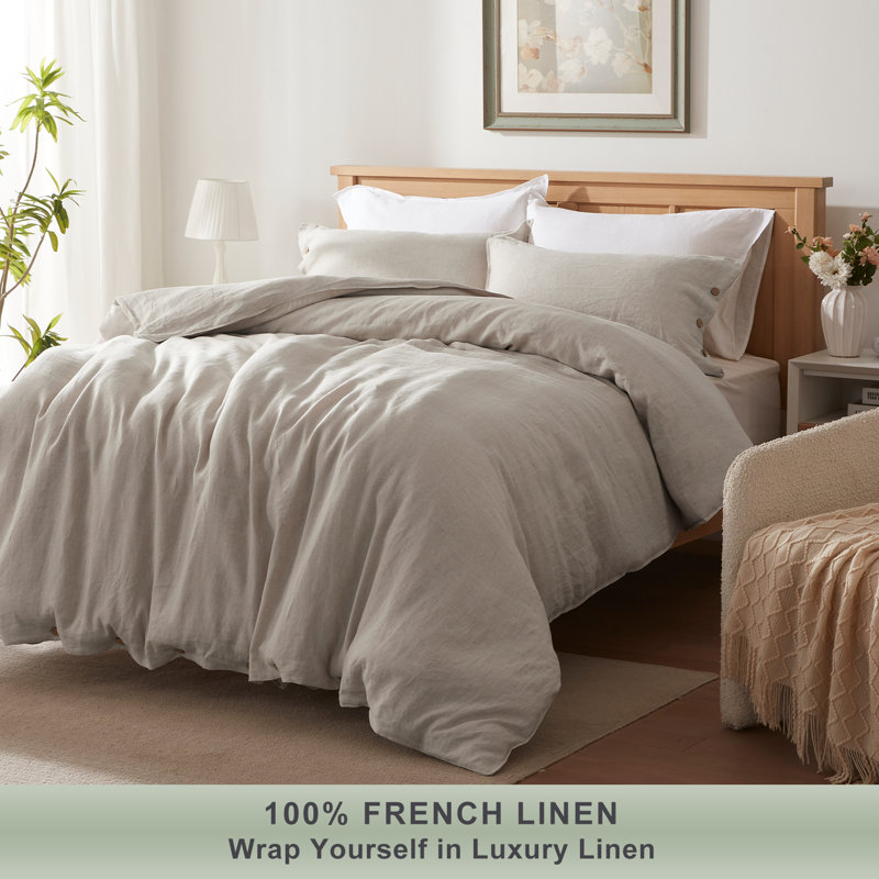 Queen Duvet Cover + 2 Pillowcases, Natural Linen