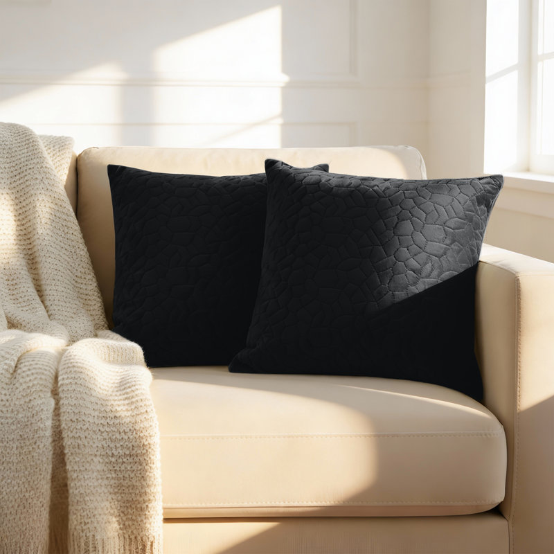 Luxury Pebble Cushion Cover- (Pack of 2), Black