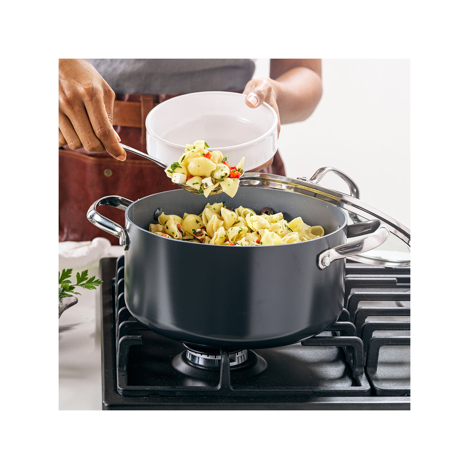 GreenPan Valencia Pro Hard Anodized Induction Healthy Ceramic Nonstick Stock Pot   , 5.5 Qt