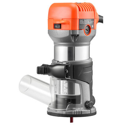 Wood Router, 1 HP 710W, Variable Speed Palm Router Tool with Soft Start, Compact Wood Edge Trimmer with Fixed Base & 1/4-Inch Collet, Dust Hood, for Woodworking, Trimming, DIY Projects, Corded