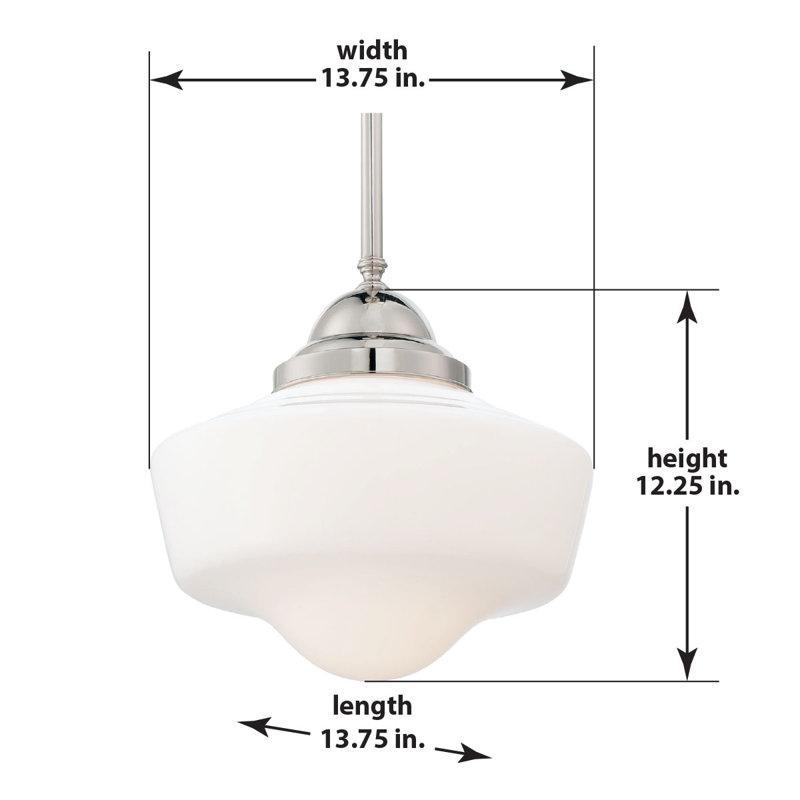 Wade Logan Belby With Opal Pendant Light, Polished Nickel