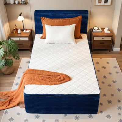 Lit plateforme simple tapissier avec matelas intégré, ensemble de compression dans une boîte - aucun assemblage requis