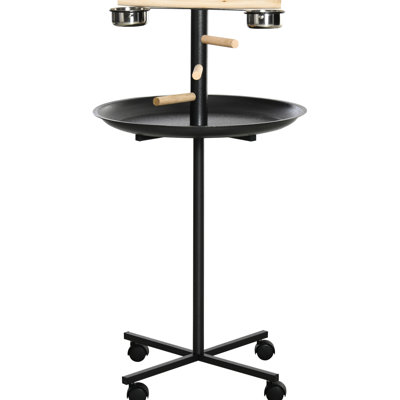 Bird Stand With Four Wheels, Stainless Steel Feeding Bowls, Grey, User- Feeder Grey Play Stand, Feeders, Simple Setup