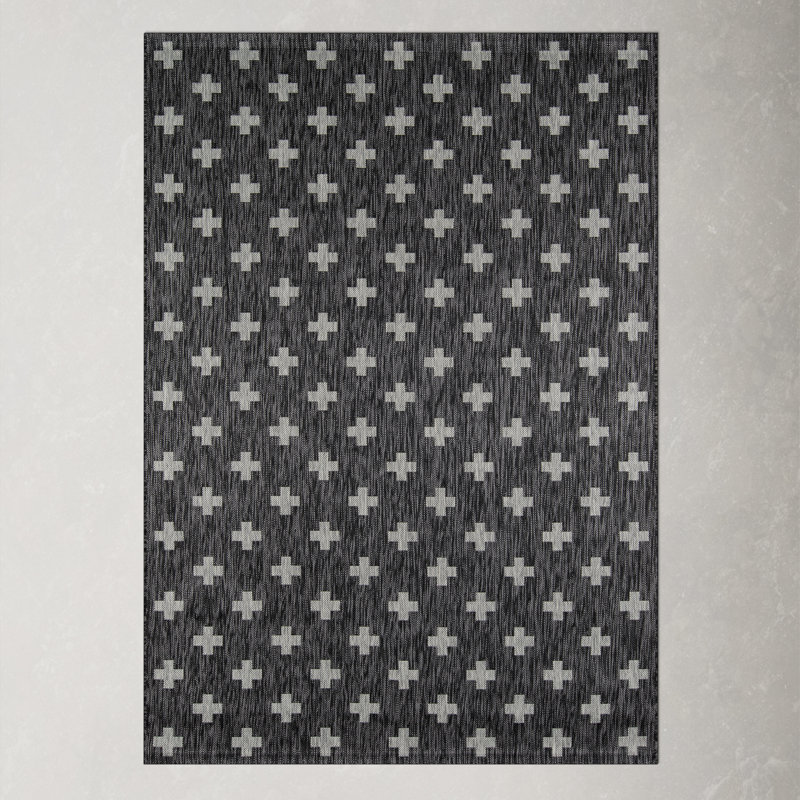 Umbria Striped Indoor / Outdoor Area Rug, Rectangle 3'3" x 5', Charcoal 