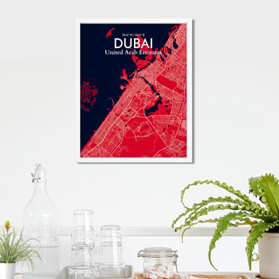 Dubai City Map in Nautical 1 Piece Wall Art