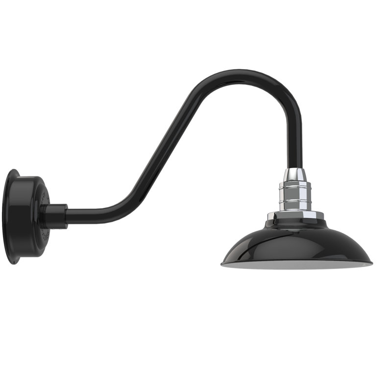 Luminaire de grange d'extérieur Ludwicka, Noir, H 13,27 po x l 10 po x P 24 po